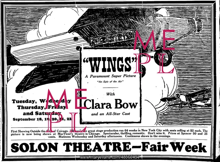  : Wings, with Clara Bow, a 1927 film