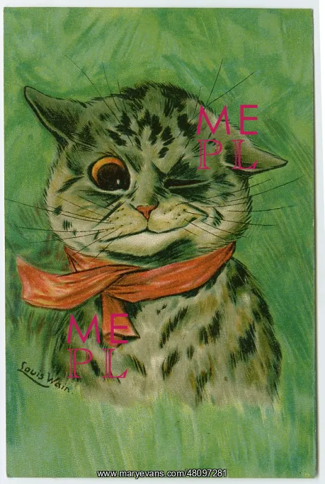  : Winking cat on a postcard