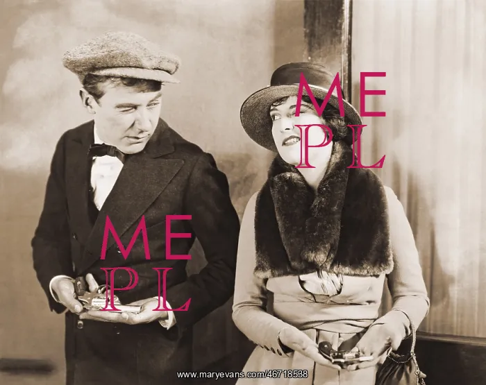 : Winking gangster with his gun moll : Winking gangster with his gun moll