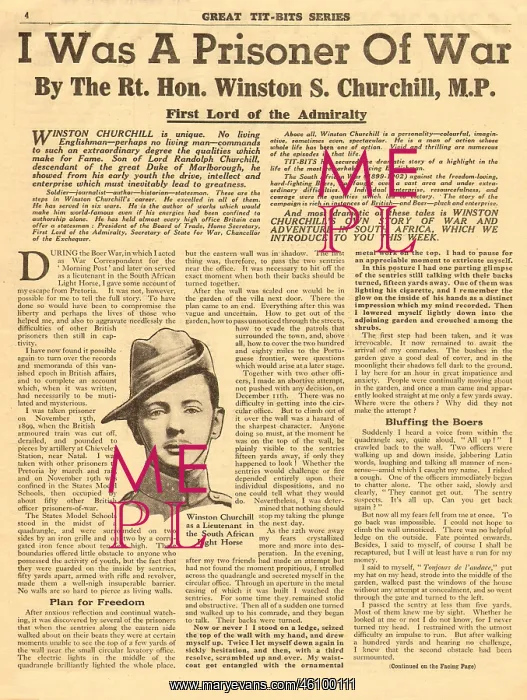 : Winston Churchill, Boer War experiences : Winston Churchill, Boer War experiences