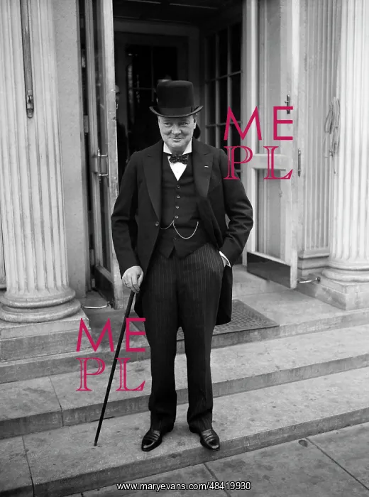 : Winston Churchill after calling on President Herbert : Winston Churchill after calling on President Herbert