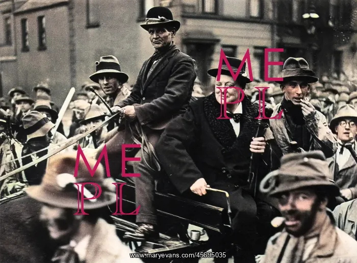 : Winston Churchill in folk parade : Winston Churchill in folk parade