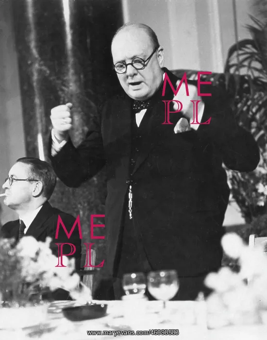 : Winston Churchill making a speech in 1941 : Winston Churchill making a speech in 1941