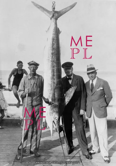 : Winston Churchill with a sword fish, 1929 : Winston Churchill with a sword fish, 1929