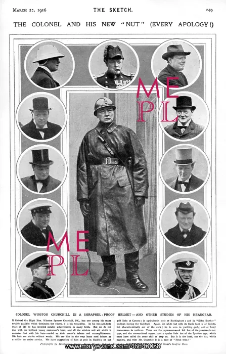 : Winston Churchill and his various headgear : Winston Churchill and his various headgear