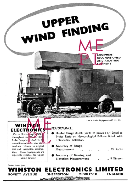 : Winston Electronics. Shepperton : Upper Wind Finding Radar : Winston Electronics. Shepperton : Upper Wind Finding Radar