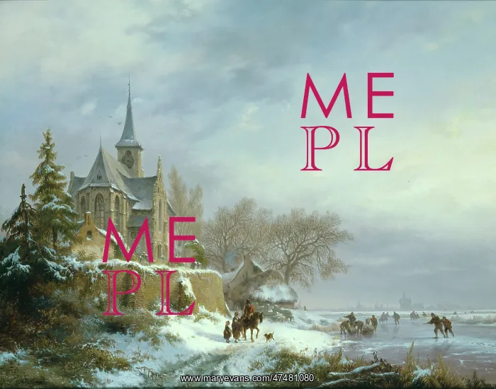 : Winter ' with chateau and frozen river : Winter ' with chateau and frozen river