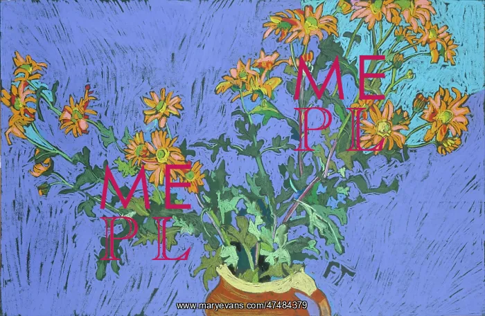  : Winter Chrysanthemums ' in a brown jug