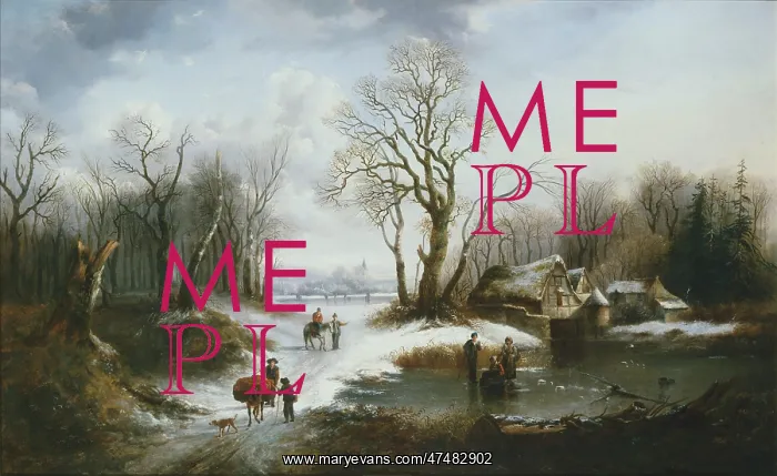 : Winter Landscape ' with figures on lane : Winter Landscape ' with figures on lane