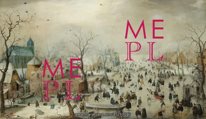 : Winter Landscape with Ice Skaters : Winter Landscape with Ice Skaters