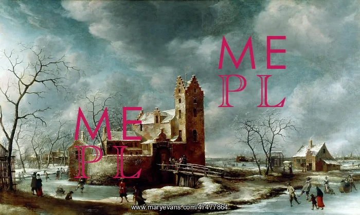 : A Winter Landscape – with ice skaters : A Winter Landscape – with ice skaters