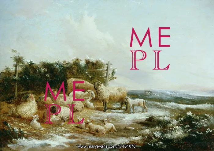 : Winter Landscape ' with sheep and lambs : Winter Landscape ' with sheep and lambs