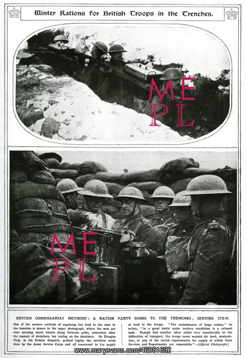 : Winter rations for British troops in the trenches 1917 : Winter rations for British troops in the trenches 1917