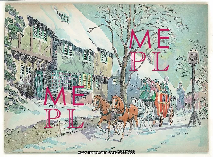 : Winter scene with horses and carriage : Winter scene with horses and carriage
