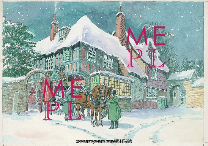 : Winter scene with horses and carriage : Winter scene with horses and carriage