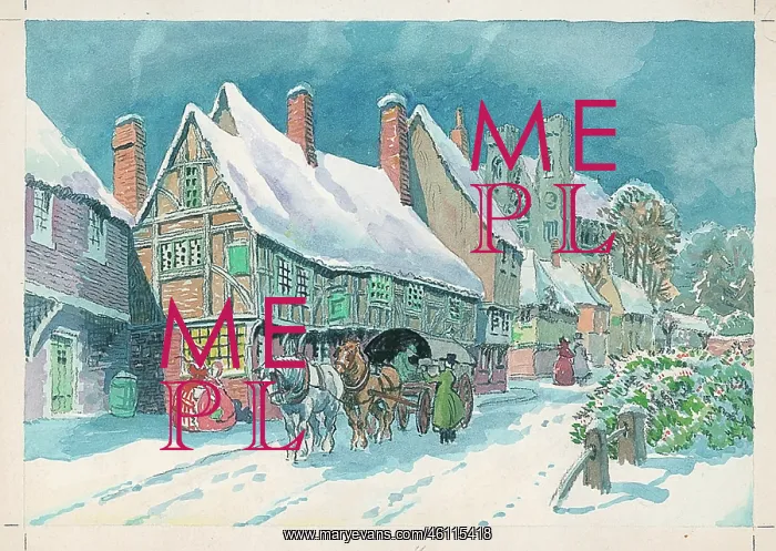 : Winter scene with horses and cart : Winter scene with horses and cart