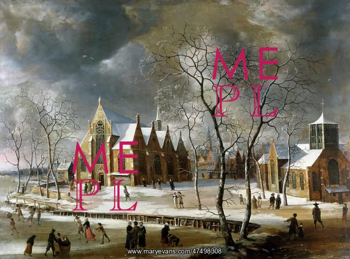  : Winter Scene – with ice skaters & churches