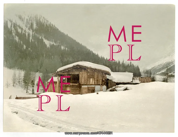 : Winter scene with log structure, Grisons, Switzerland : Winter scene with log structure, Grisons, Switzerland