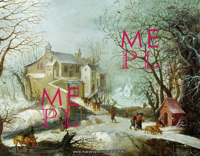 : Winter Scene ' people on bridge etc : Winter Scene ' people on bridge etc