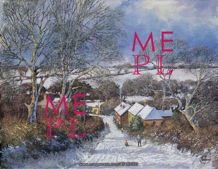 : Winter Scene'– with village and fields : Winter Scene'– with village and fields