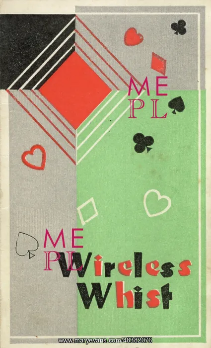  : Wireless Whist playing cards scorecard, Art Deco design