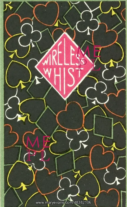  : Wireless Whist playing cards scorecard, Art Deco design