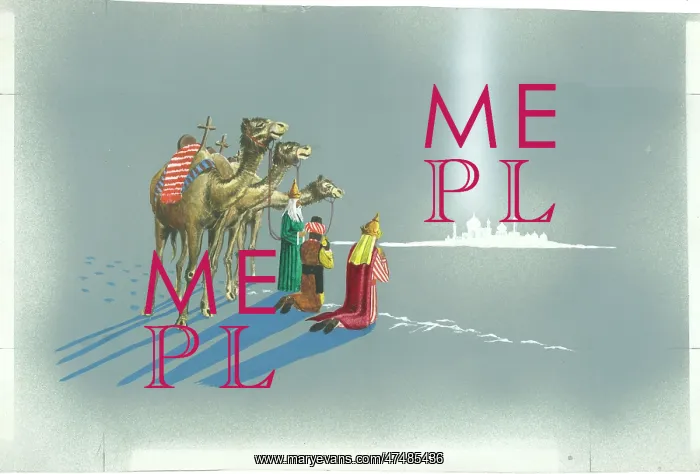  : Three Wise Men - with camels gazing at Bethlehem