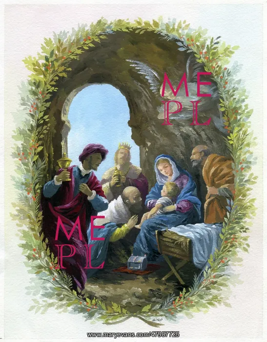 : Wise Men presenting gifts to Holy Child : Wise Men presenting gifts to Holy Child