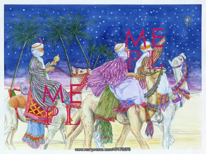 : The Three Wise Men riding camels looking at the guiding star : The Three Wise Men riding camels looking at the guiding star