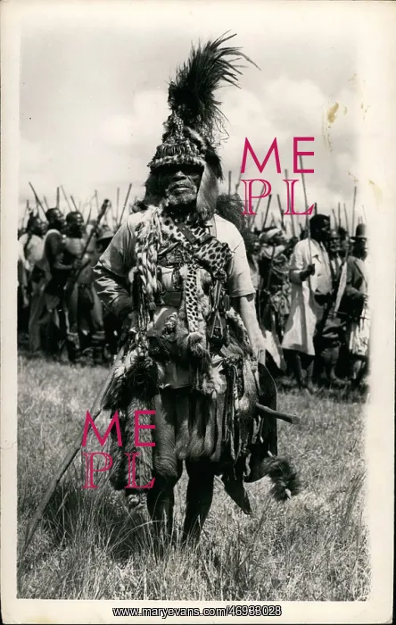 : Witch doctor at Eshowe, Natal, for royal visit : Witch doctor at Eshowe, Natal, for royal visit