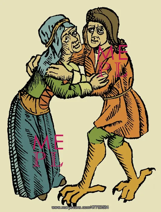 : Witch Embraces Claw-footed Devil, 1489 : Witch Embraces Claw-footed Devil, 1489