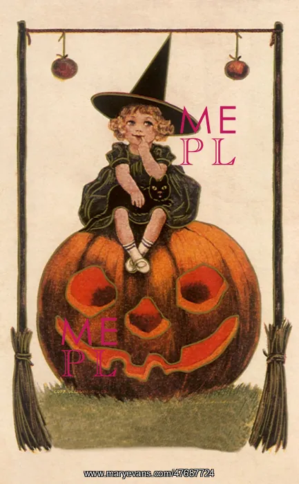: Witch Girl on Pumpkin : Witch Girl on Pumpkin