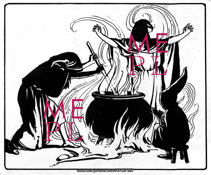 : Witches boiling a pot of magic : Witches boiling a pot of magic