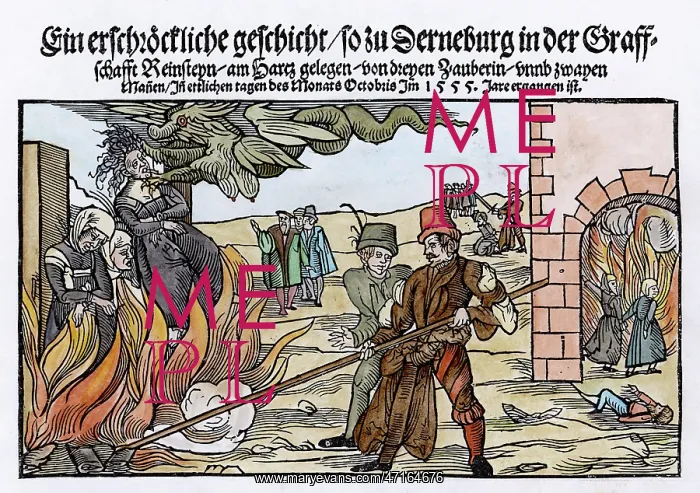  : Three witches are burned in the Harz Mountains, Germany