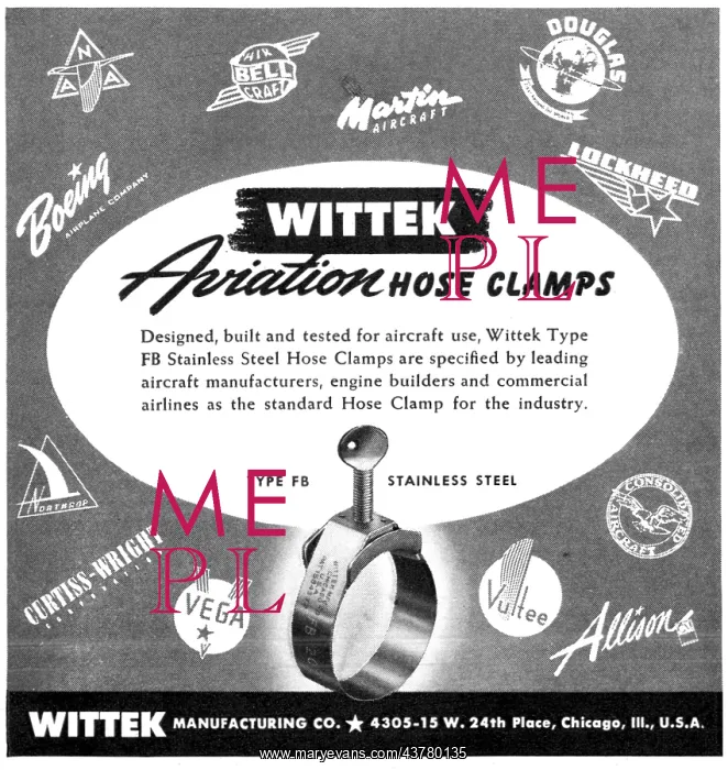 : Wittek Aviation Hose Clamps 1942 : Wittek Aviation Hose Clamps 1942