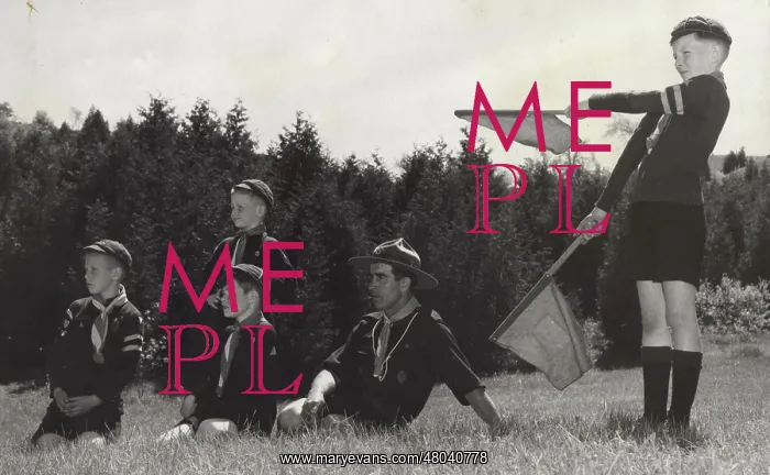 : Wolf cubs doing a semaphore test, Canada : Wolf cubs doing a semaphore test, Canada