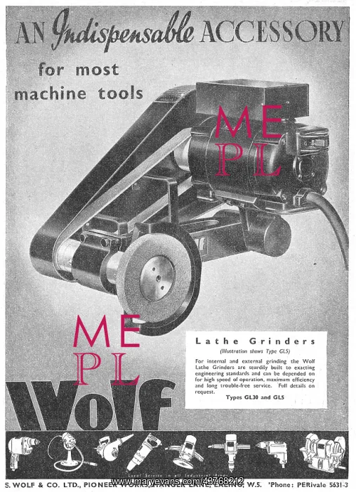 : Wolf Machine Tools - GL5 Lathe Grinder. 1941 : Wolf Machine Tools - GL5 Lathe Grinder. 1941