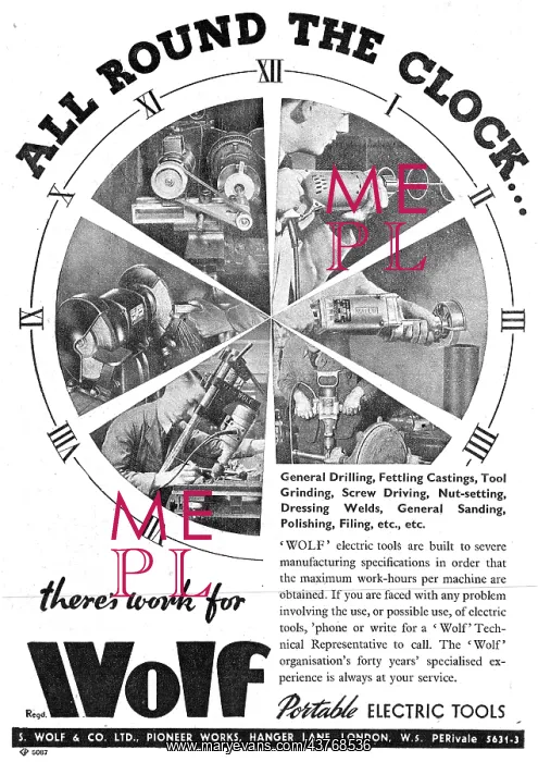 : Wolf Portable Electric Tools 1942 Advert : Wolf Portable Electric Tools 1942 Advert