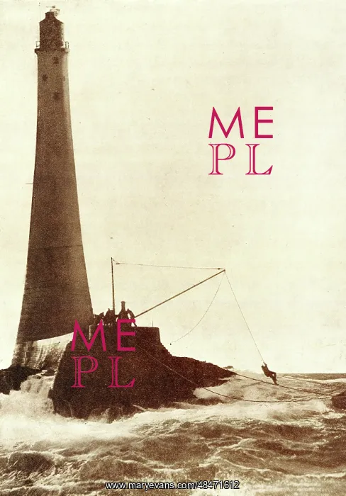 : Wolf Rock Lighthouse hauling in the relief staff : Wolf Rock Lighthouse hauling in the relief staff