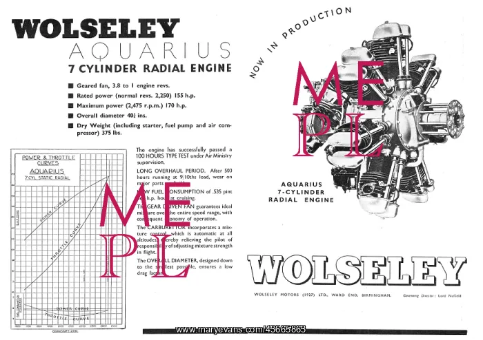 : Wolseley Aquarius 7 Cylinder Aero Engine : Wolseley Aquarius 7 Cylinder Aero Engine