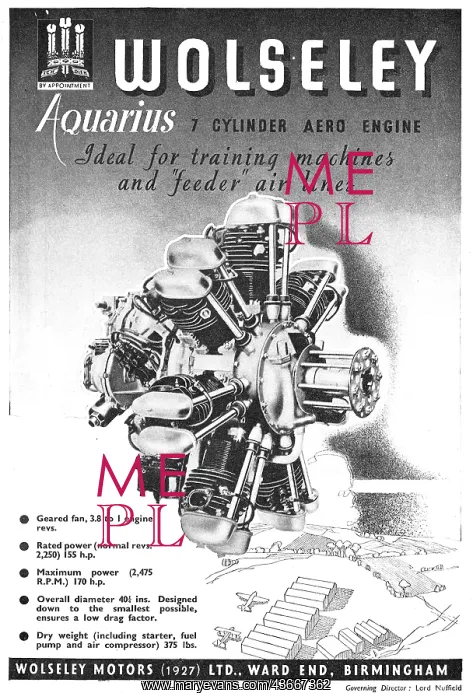 : Wolseley Aquarius Aero Engine : Wolseley Aquarius Aero Engine