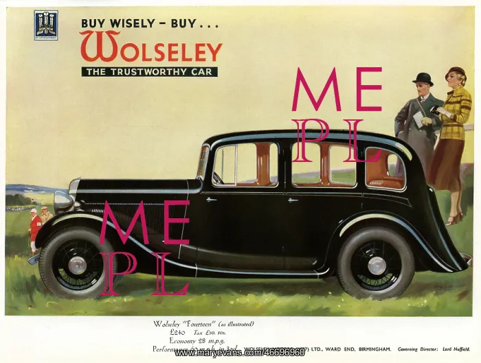 : Wolseley car advertisement : Wolseley car advertisement