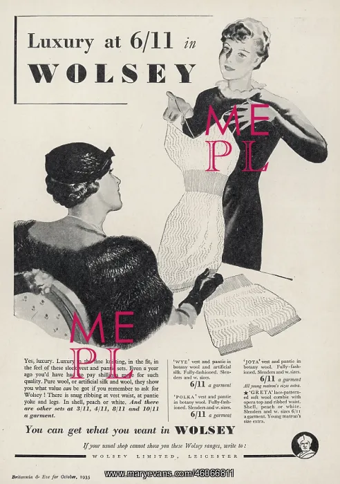 : Wolsey knitwear advertisement : Wolsey knitwear advertisement