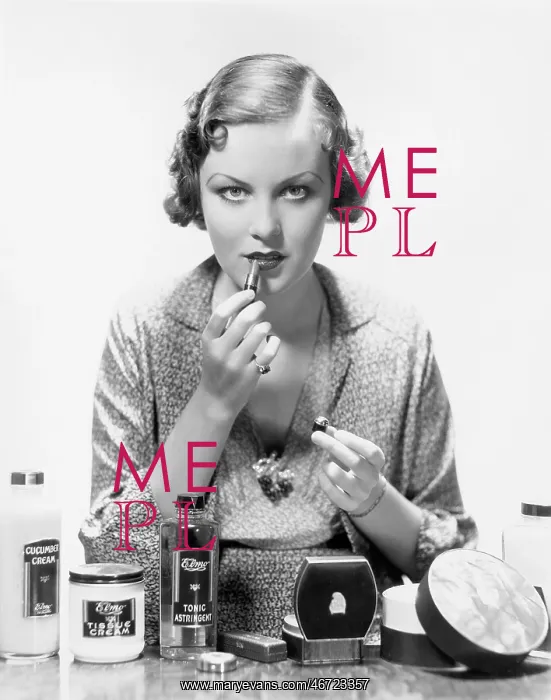  : Woman applying cosmetics