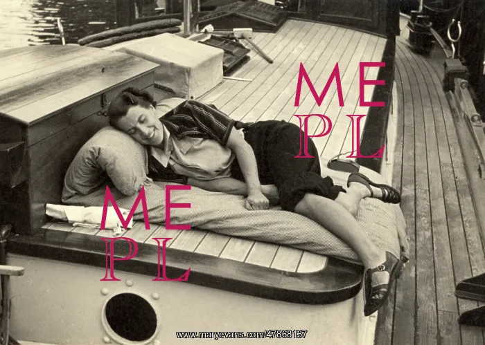 : Woman asleep on board boat : Woman asleep on board boat