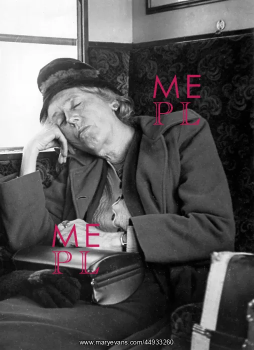  : Woman asleep on a train