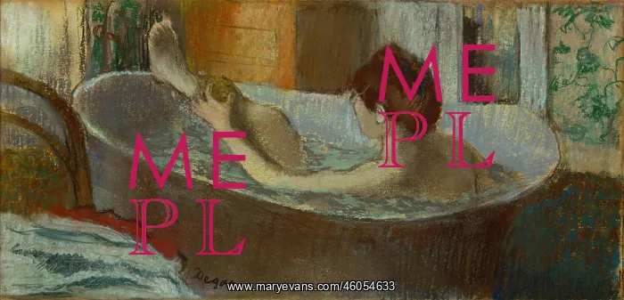 : Woman in her bath, washing a leg : Woman in her bath, washing a leg