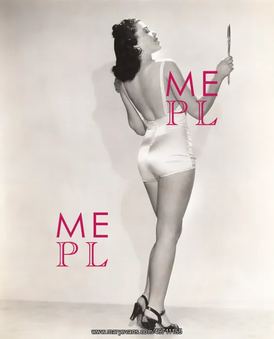 : Woman in bathing suit looking at herself in hand mirror : Woman in bathing suit looking at herself in hand mirror