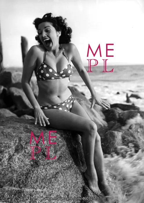 : Woman on the beach 1950s : Woman on the beach 1950s