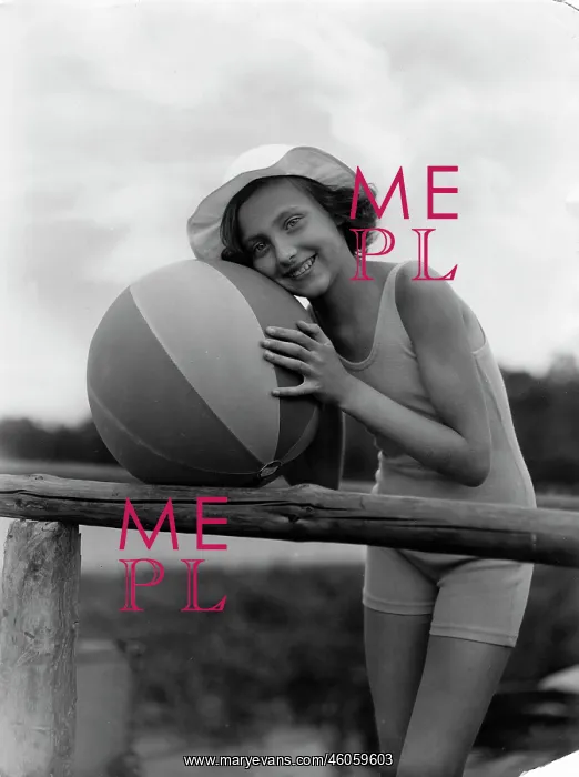 : Woman and beach ball : Woman and beach ball